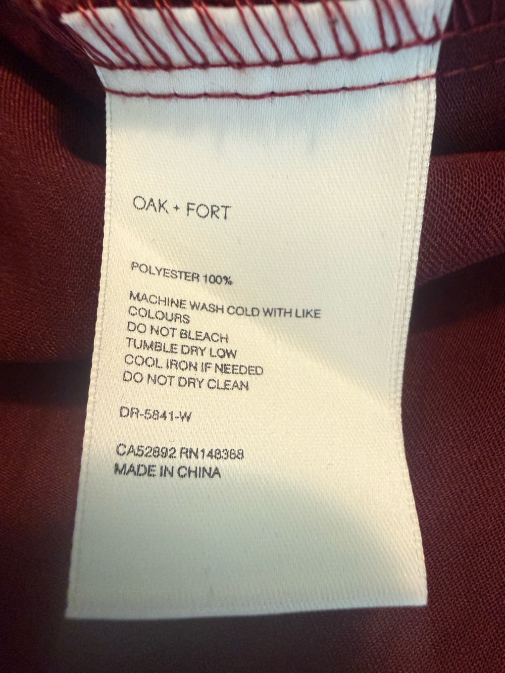 OAK + FORT Cowl Neck Satin Slip Maxi Dress - Rust/ Burgundy Large - Picture 11 of 12